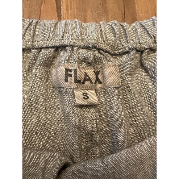 Flax Linen Pants Cropped High Rise Wide Leg Pull-On Lagenlook Size Small Tan - Picture 6 of 14